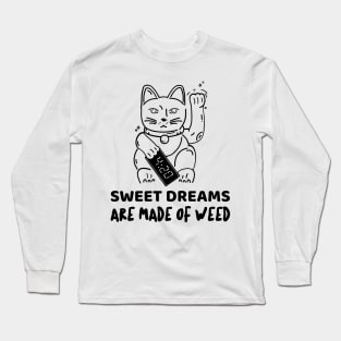 Funny cat dreaming because of weed Long Sleeve T-Shirt